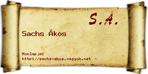 Sachs Ákos névjegykártya